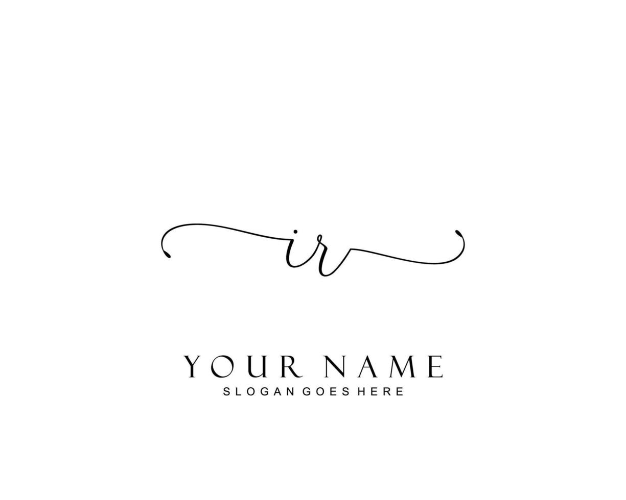 Initial IR beauty monogram and elegant logo design, handwriting logo of initial signature, wedding, fashion, floral and botanical with creative template. vector