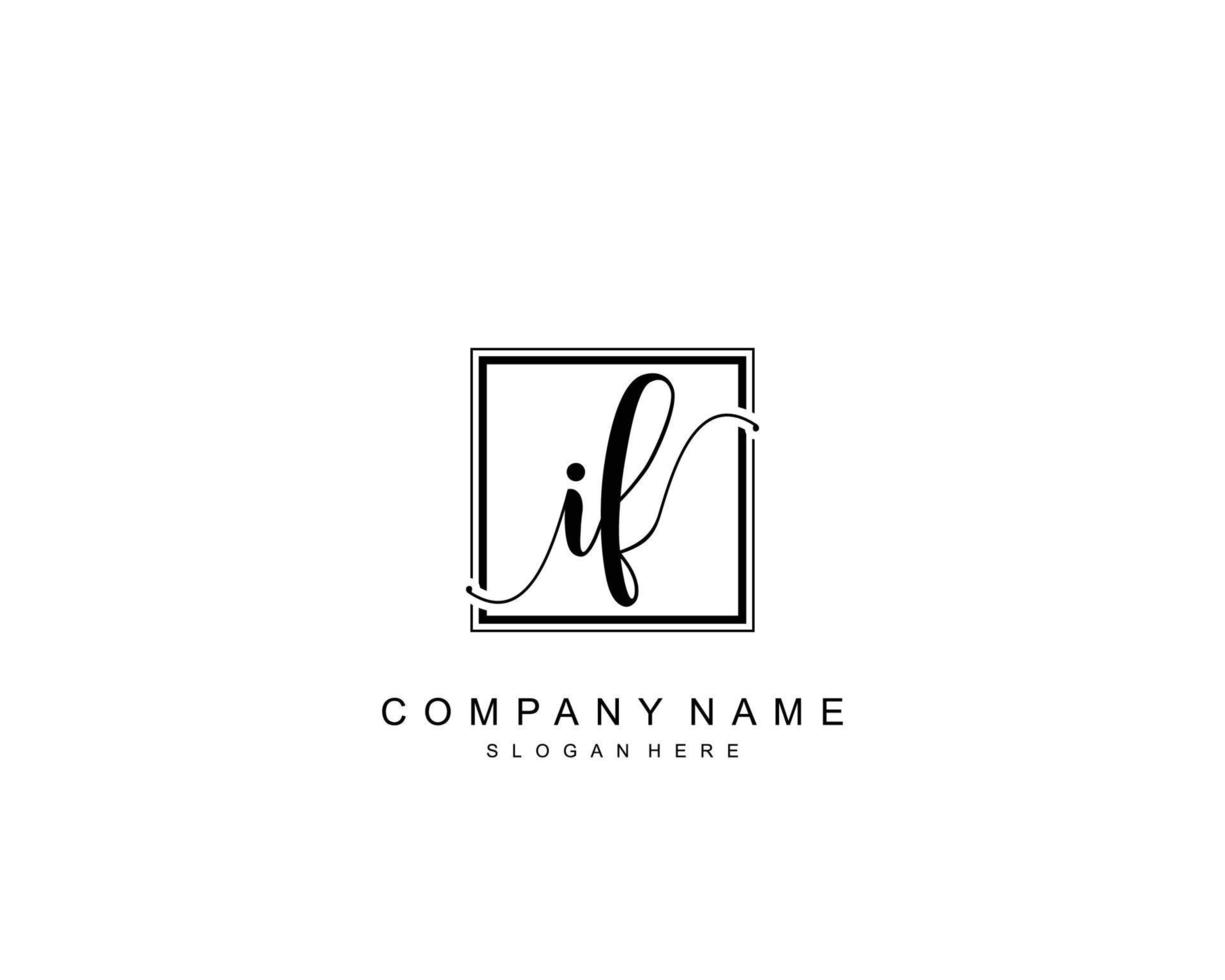 Initial IF beauty monogram and elegant logo design, handwriting logo of initial signature, wedding, fashion, floral and botanical with creative template. vector