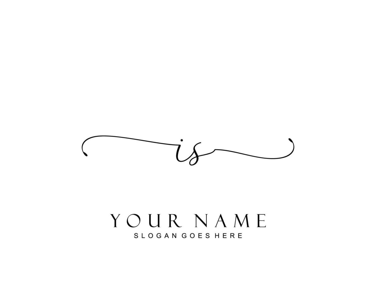 Initial IS beauty monogram and elegant logo design, handwriting logo of initial signature, wedding, fashion, floral and botanical with creative template. vector