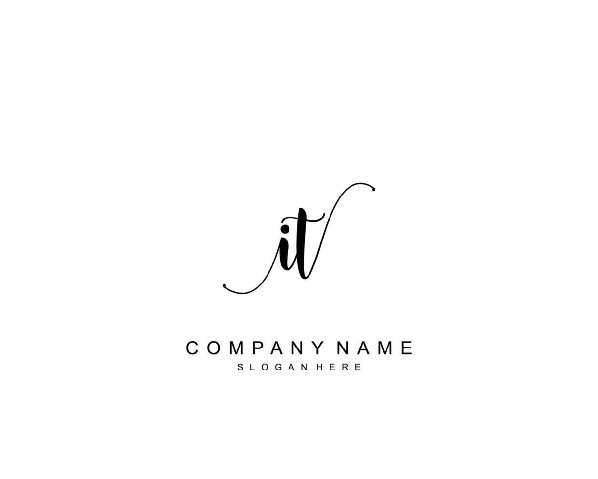 Initial IT beauty monogram and elegant logo design, handwriting logo of initial signature, wedding, fashion, floral and botanical with creative template. vector