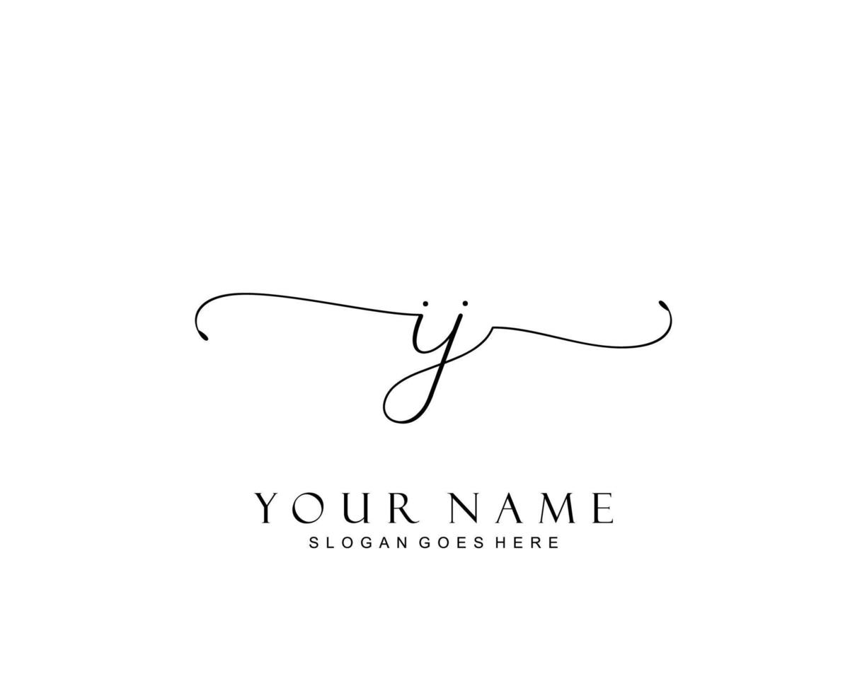 Initial IJ beauty monogram and elegant logo design, handwriting logo of initial signature, wedding, fashion, floral and botanical with creative template. vector