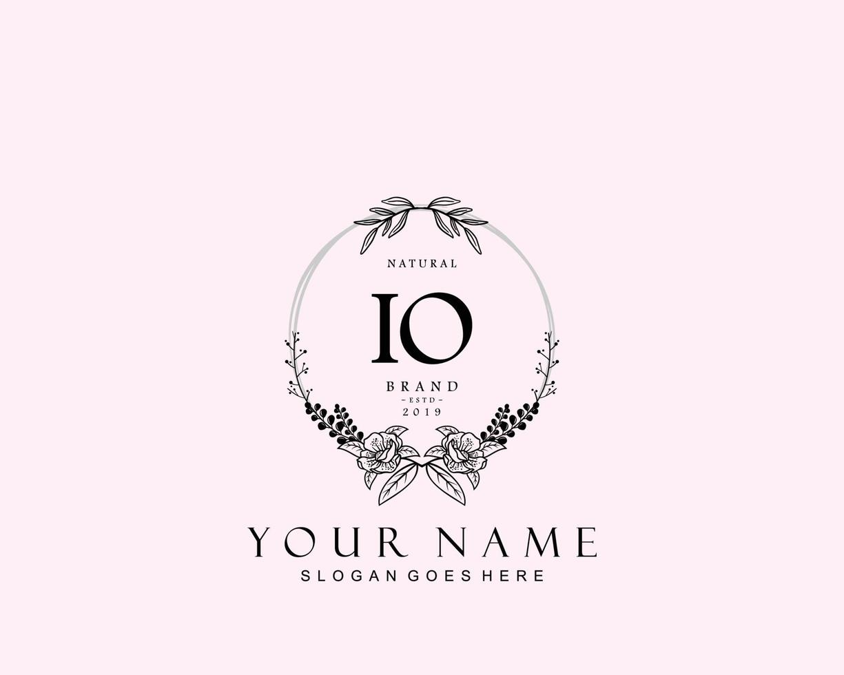 Initial IO beauty monogram and elegant logo design, handwriting logo of initial signature, wedding, fashion, floral and botanical with creative template. vector