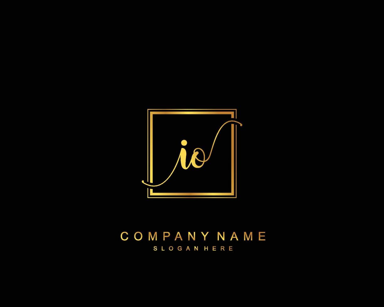 Initial IO beauty monogram and elegant logo design, handwriting logo of initial signature, wedding, fashion, floral and botanical with creative template. vector