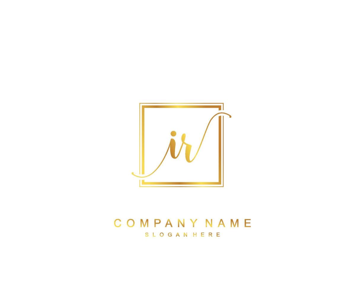 Initial IR beauty monogram and elegant logo design, handwriting logo of initial signature, wedding, fashion, floral and botanical with creative template. vector