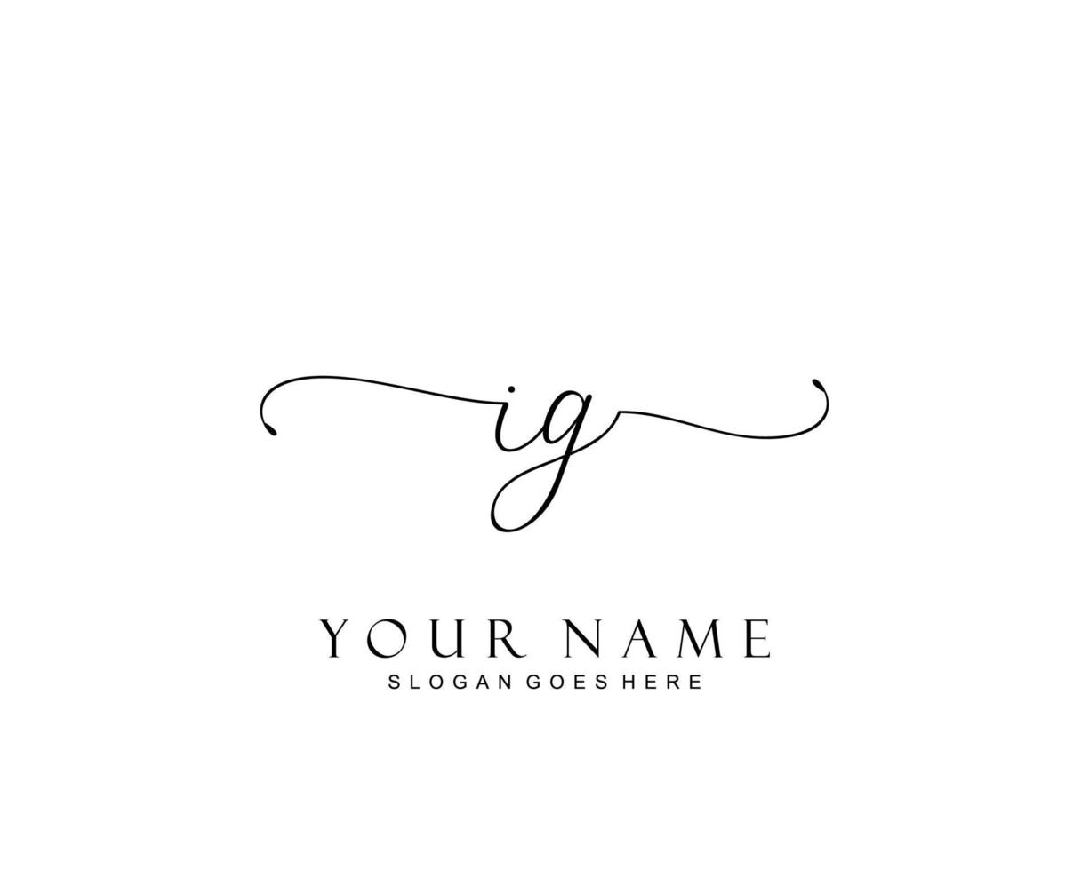 Initial IG beauty monogram and elegant logo design, handwriting logo of initial signature, wedding, fashion, floral and botanical with creative template. vector