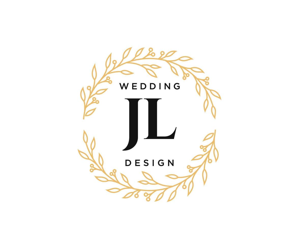 JL Initials letter Wedding monogram logos collection, hand drawn modern minimalistic and floral templates for Invitation cards, Save the Date, elegant identity for restaurant, boutique, cafe in vector