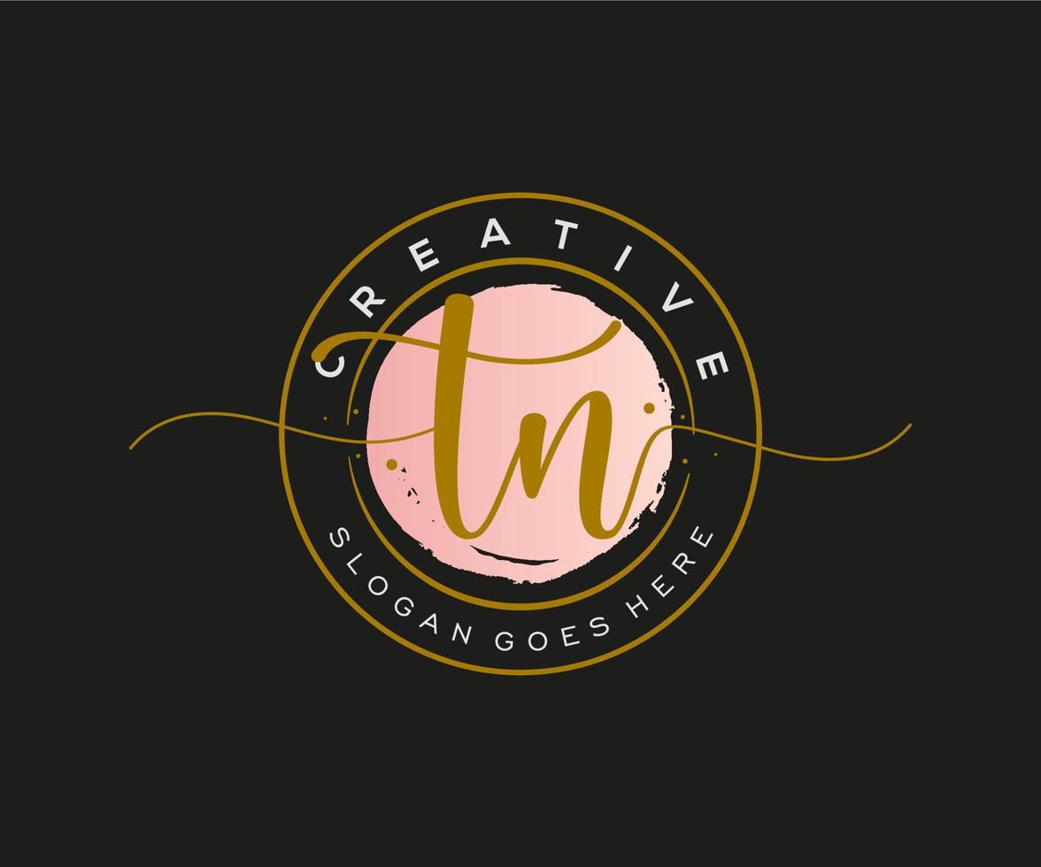 initial TN Feminine logo beauty monogram and elegant logo design, handwriting logo of initial signature, wedding, fashion, floral and botanical with creative template. vector