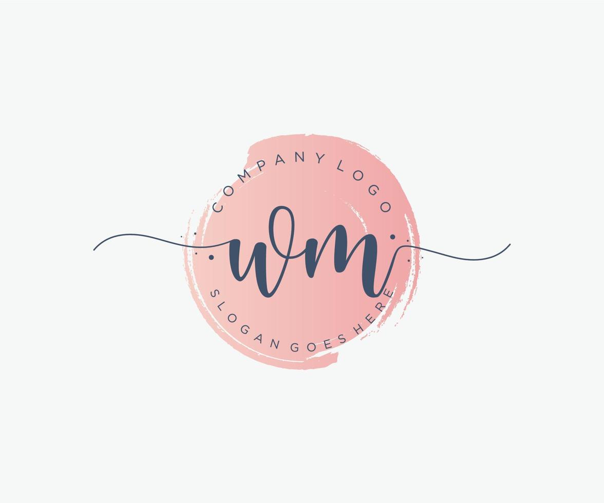 Initial WM feminine logo. Usable for Nature, Salon, Spa, Cosmetic and Beauty Logos. Flat Vector Logo Design Template Element.
