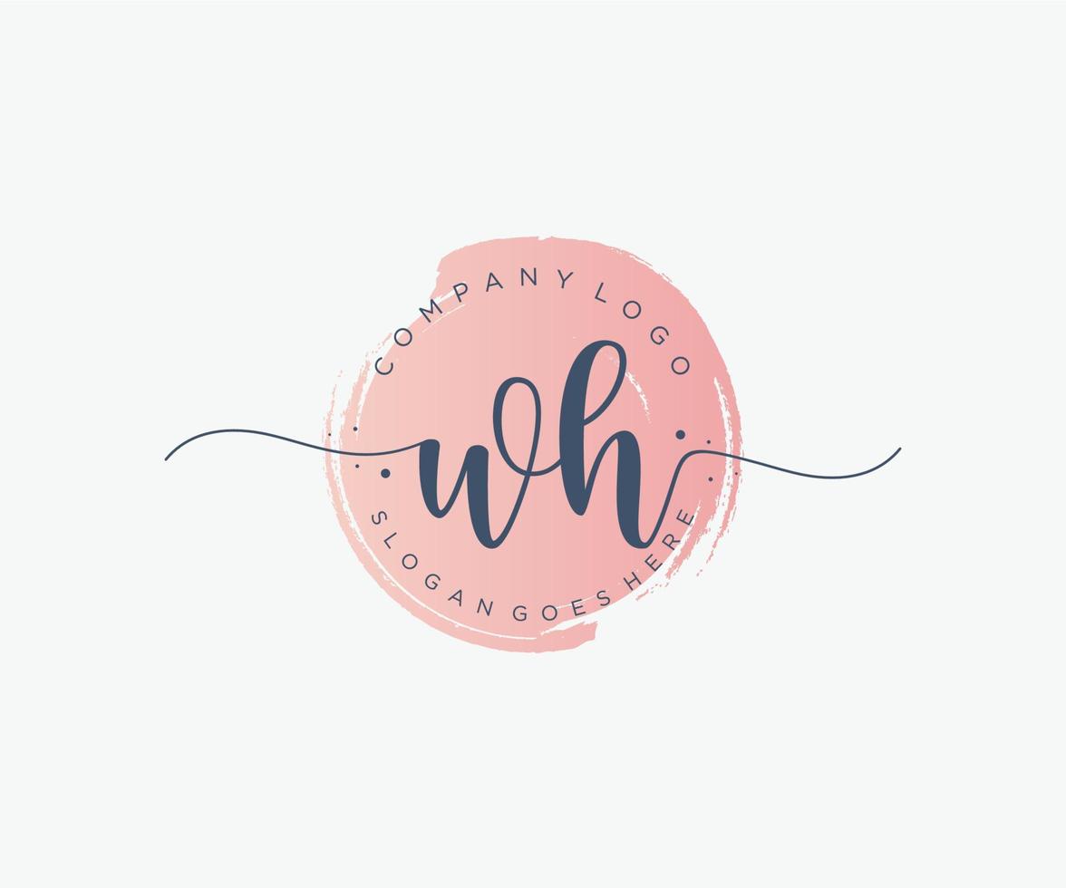 Initial WH feminine logo. Usable for Nature, Salon, Spa, Cosmetic and Beauty Logos. Flat Vector Logo Design Template Element.