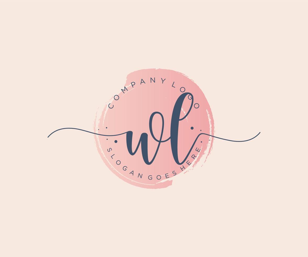 Initial WL feminine logo. Usable for Nature, Salon, Spa, Cosmetic and Beauty Logos. Flat Vector Logo Design Template Element.