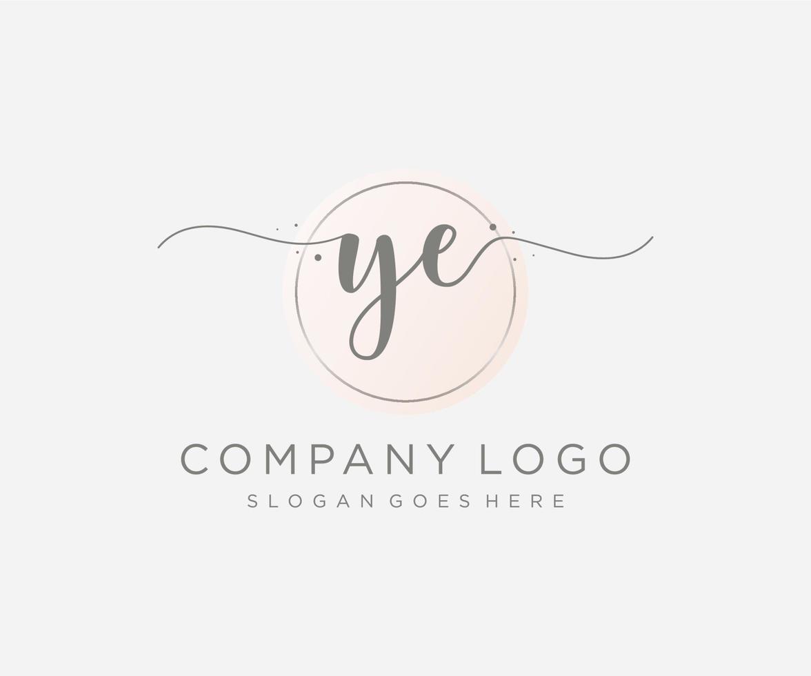 Initial YE feminine logo. Usable for Nature, Salon, Spa, Cosmetic and Beauty Logos. Flat Vector Logo Design Template Element.