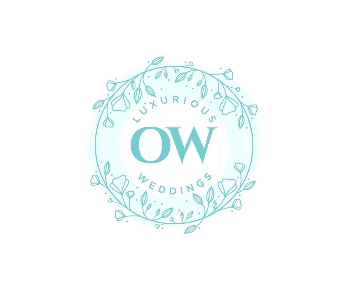 OW Initials letter Wedding monogram logos template, hand drawn modern minimalistic and floral templates for Invitation cards, Save the Date, elegant identity. vector