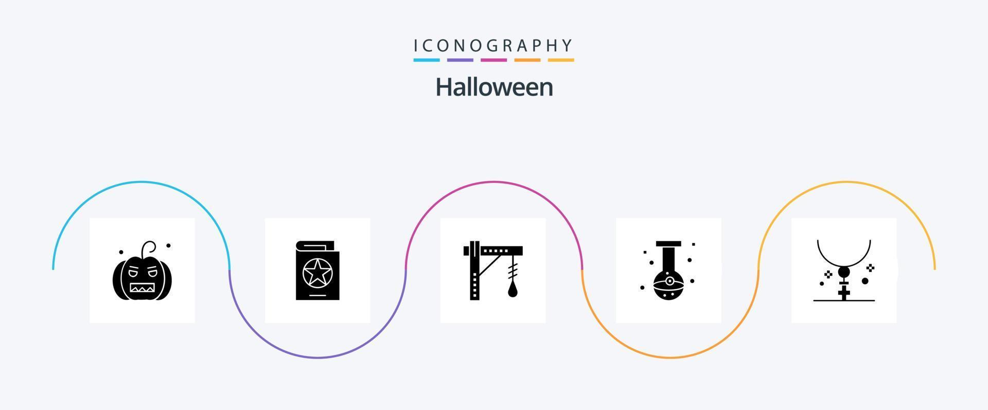 paquete de iconos de glifo 5 de halloween que incluye ojo. cubilete. bruja. bola. Víspera de Todos los Santos vector