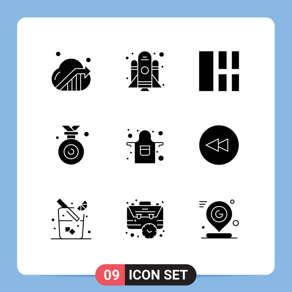 9 Solid Glyph concept for Websites Mobile and Apps kitchen apron image won olympic Editable Vector Design Elements