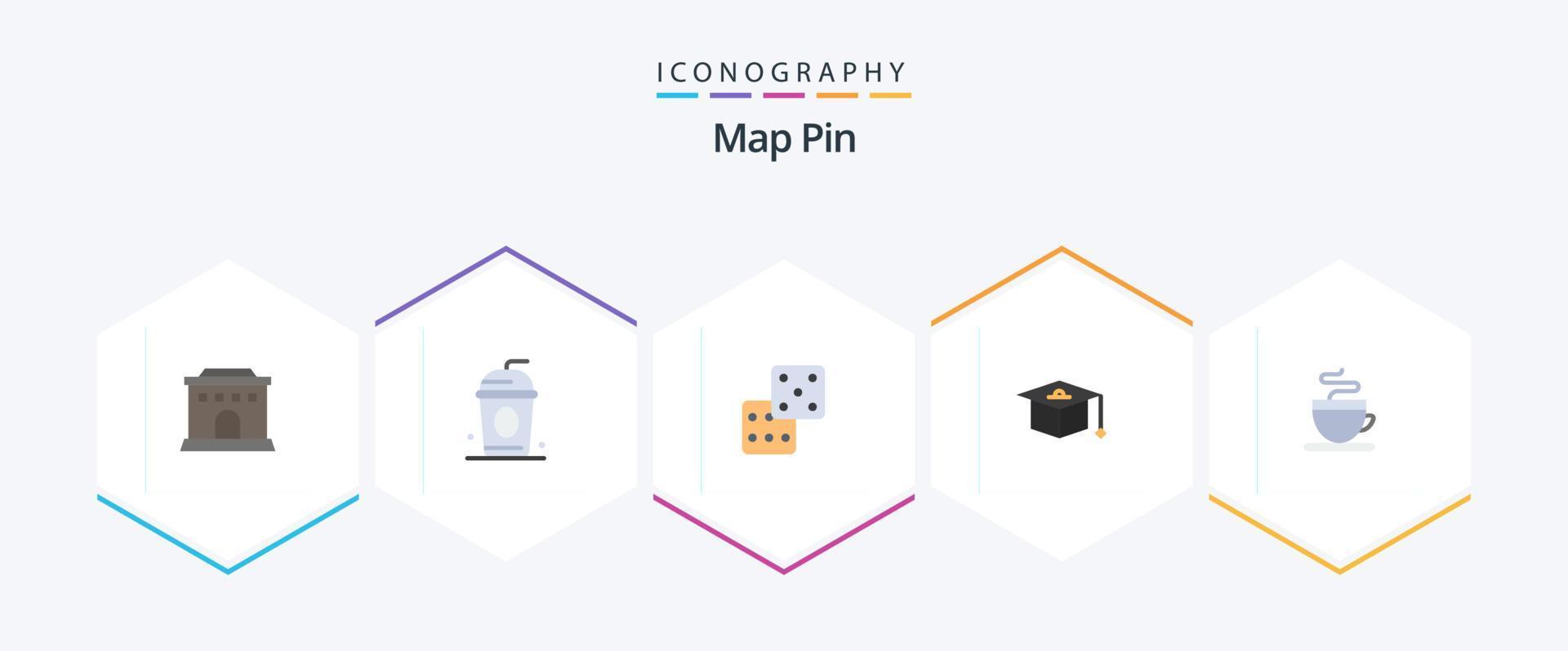 Map Pin 25 Flat icon pack including . . gambling. cup. coffee vector