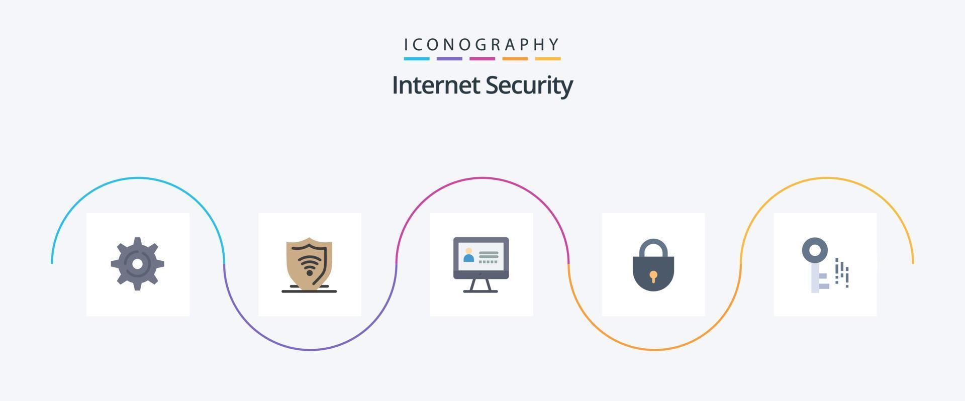 Internet Security Flat 5 Icon Pack Including . security. internet. internet. locked vector