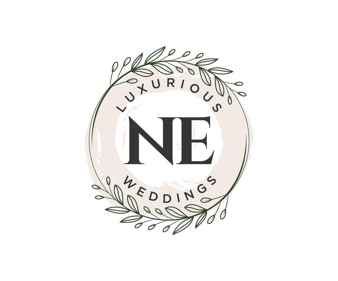 ne plantilla de logotipos de monograma de boda con letras iniciales, plantillas florales y minimalistas modernas dibujadas a mano para tarjetas de invitación, guardar la fecha, identidad elegante. vector