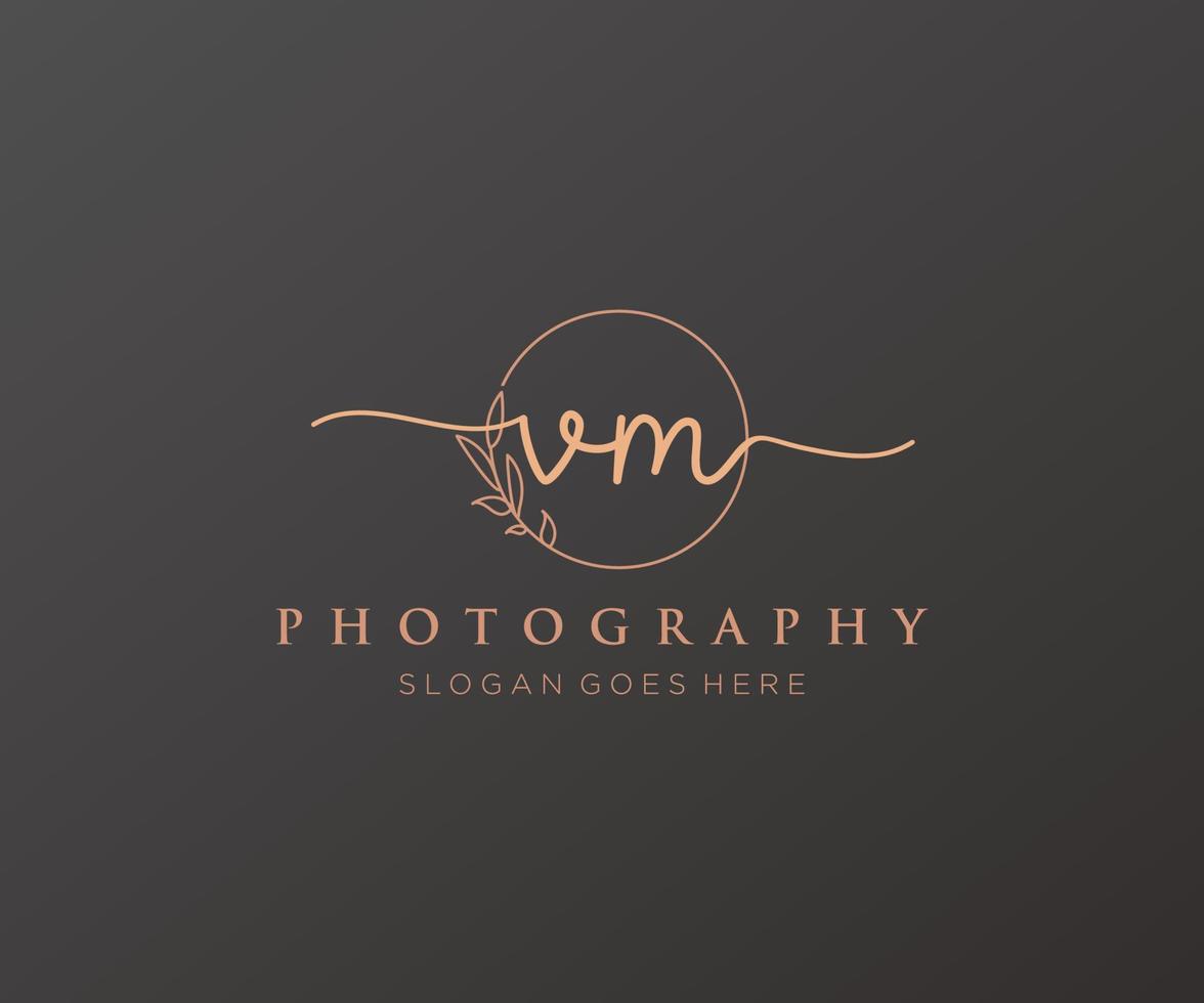 Initial VM feminine logo. Usable for Nature, Salon, Spa, Cosmetic and Beauty Logos. Flat Vector Logo Design Template Element.