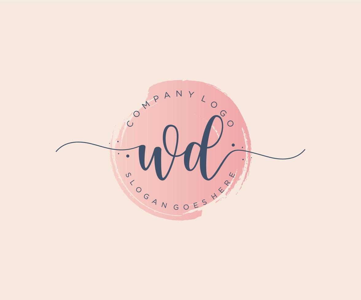 logotipo femenino wd inicial. utilizable para logotipos de naturaleza, salón, spa, cosmética y belleza. elemento de plantilla de diseño de logotipo de vector plano.