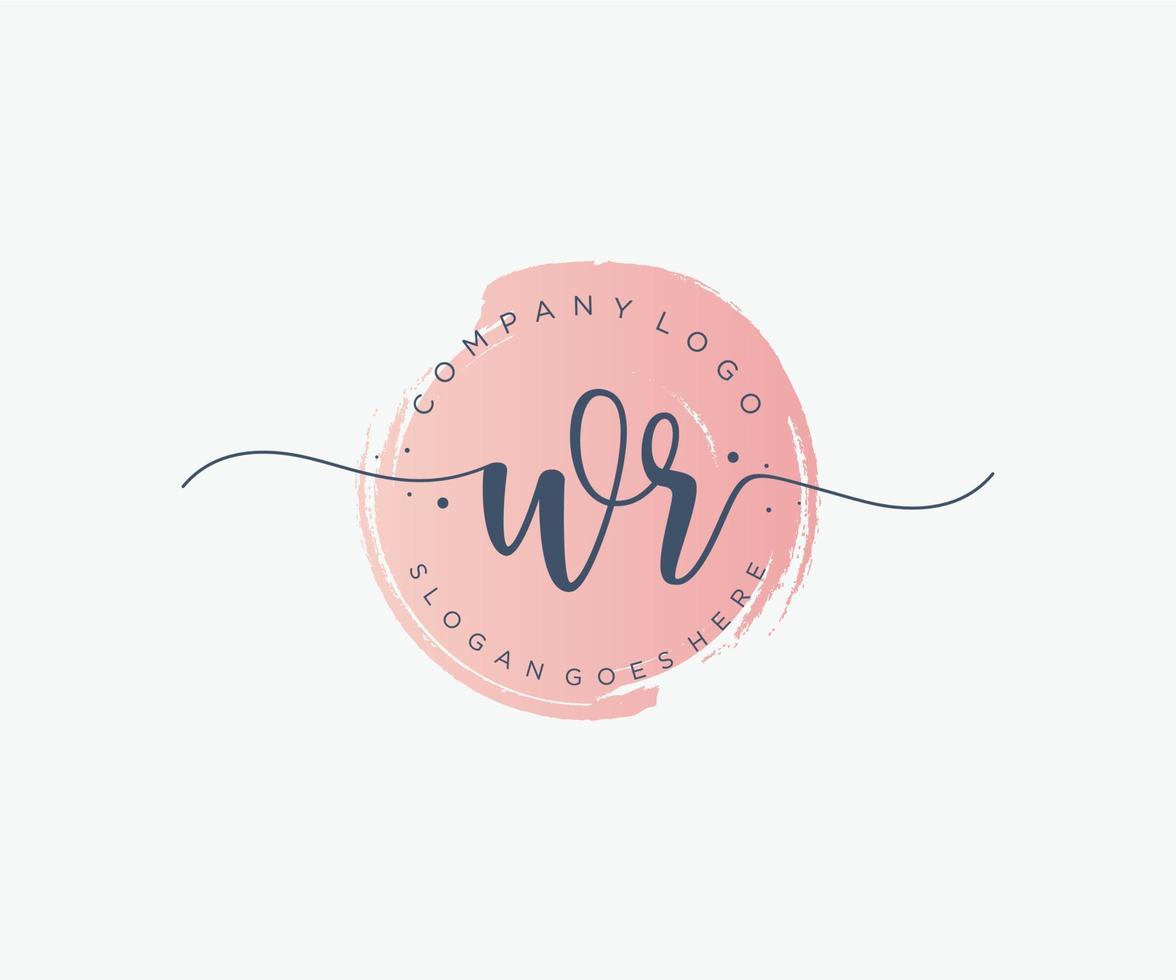 Initial WR feminine logo. Usable for Nature, Salon, Spa, Cosmetic and Beauty Logos. Flat Vector Logo Design Template Element.