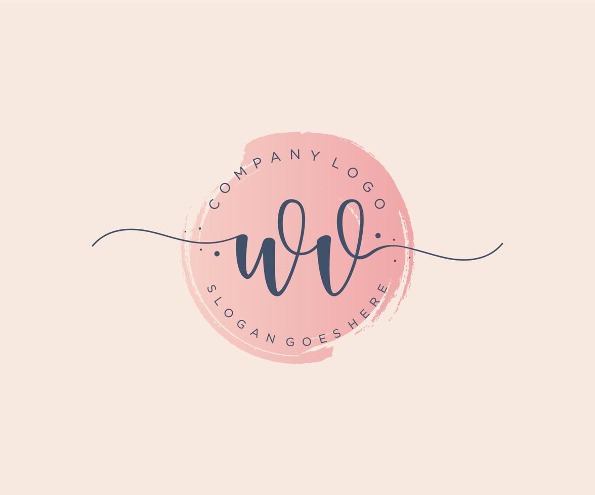 Initial WV feminine logo. Usable for Nature, Salon, Spa, Cosmetic and Beauty Logos. Flat Vector Logo Design Template Element.