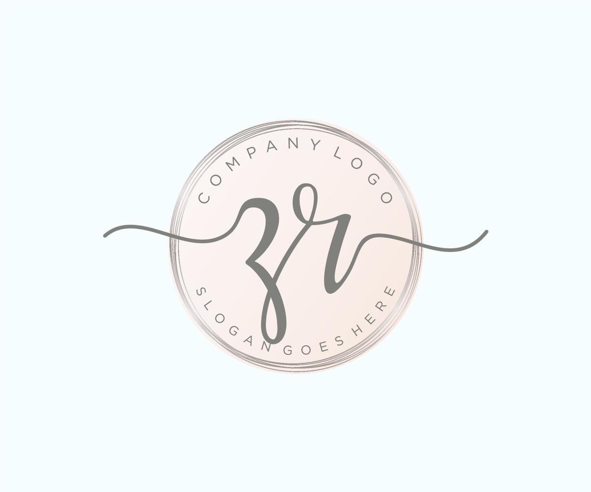 Initial ZR feminine logo. Usable for Nature, Salon, Spa, Cosmetic and Beauty Logos. Flat Vector Logo Design Template Element.