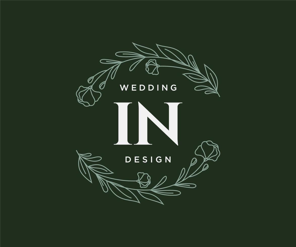 en la colección de logotipos de monograma de boda con letras iniciales, plantillas florales y minimalistas modernas dibujadas a mano para tarjetas de invitación, guardar la fecha, identidad elegante para restaurante, boutique, café en vector