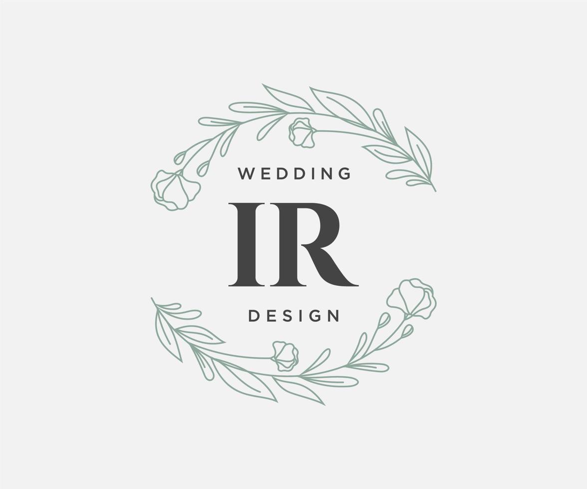 IR Initials letter Wedding monogram logos collection, hand drawn modern minimalistic and floral templates for Invitation cards, Save the Date, elegant identity for restaurant, boutique, cafe in vector