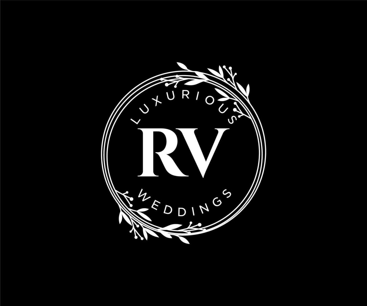 RV Initials letter Wedding monogram logos template, hand drawn modern minimalistic and floral templates for Invitation cards, Save the Date, elegant identity. vector
