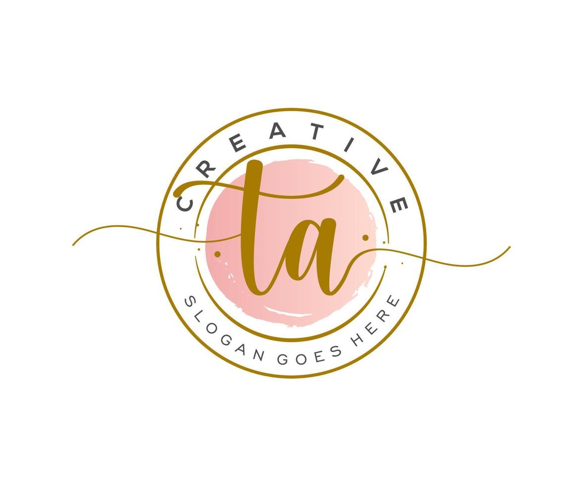 initial TA Feminine logo beauty monogram and elegant logo design, handwriting logo of initial signature, wedding, fashion, floral and botanical with creative template. vector