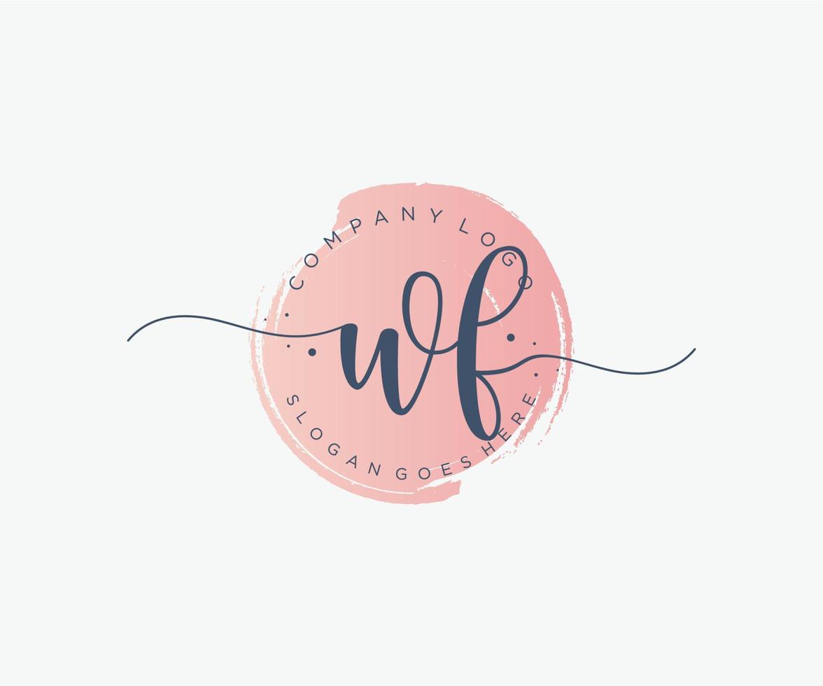 Initial WF feminine logo. Usable for Nature, Salon, Spa, Cosmetic and Beauty Logos. Flat Vector Logo Design Template Element.