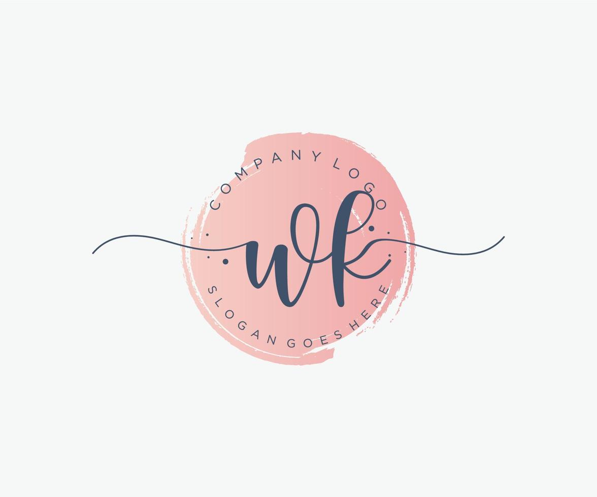 Initial WK feminine logo. Usable for Nature, Salon, Spa, Cosmetic and Beauty Logos. Flat Vector Logo Design Template Element.