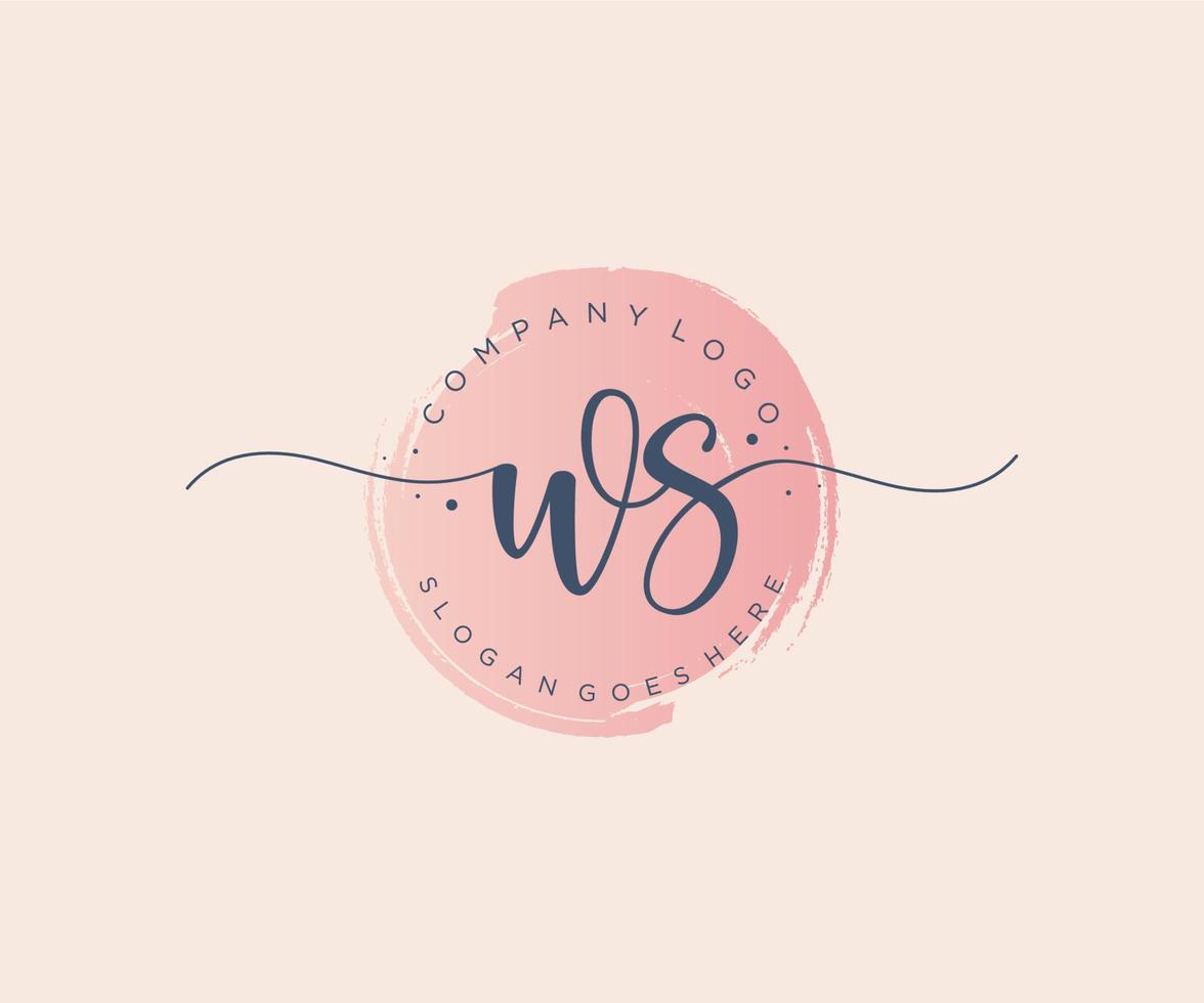 Initial WS feminine logo. Usable for Nature, Salon, Spa, Cosmetic and Beauty Logos. Flat Vector Logo Design Template Element.