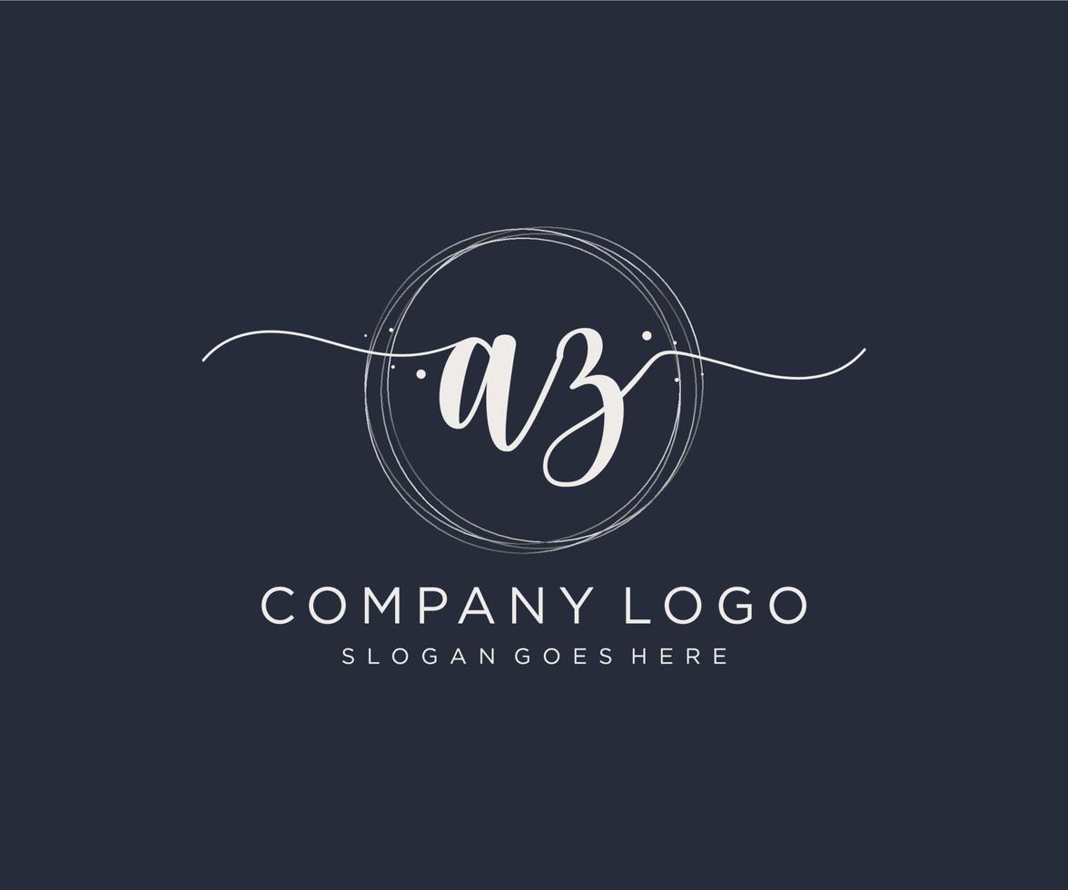 Initial AZ feminine logo. Usable for Nature, Salon, Spa, Cosmetic and Beauty Logos. Flat Vector Logo Design Template Element.