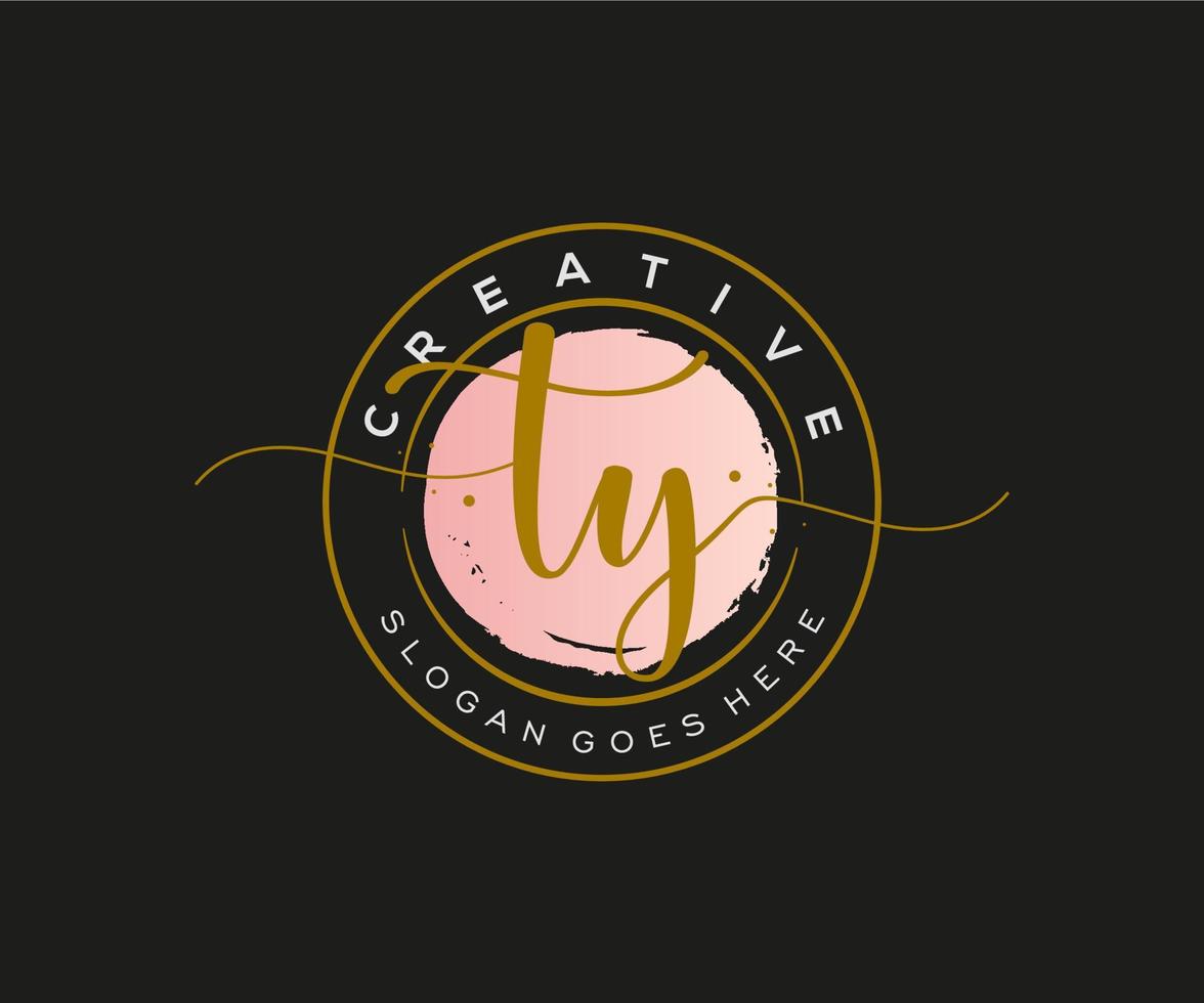 initial TY Feminine logo beauty monogram and elegant logo design, handwriting logo of initial signature, wedding, fashion, floral and botanical with creative template. vector