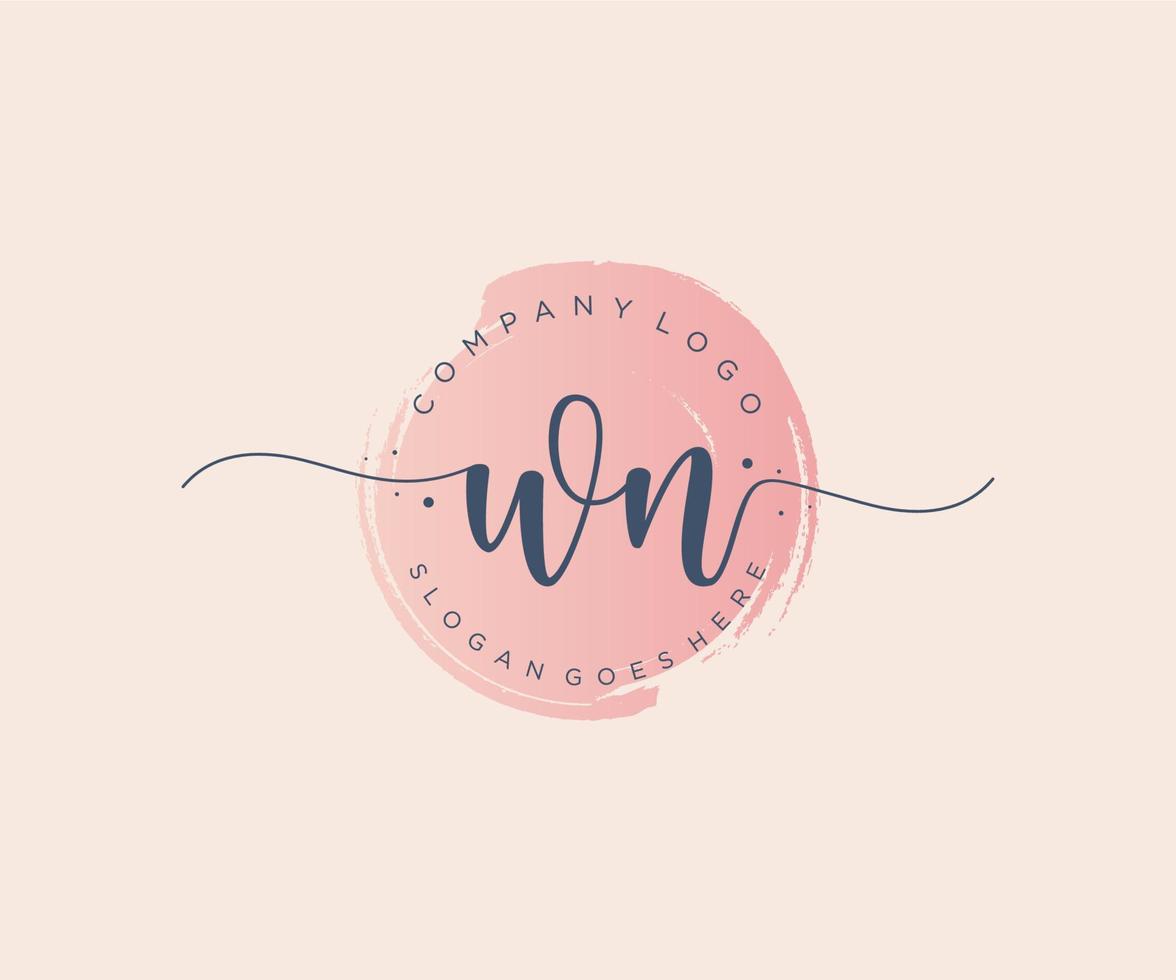 Initial WN feminine logo. Usable for Nature, Salon, Spa, Cosmetic and Beauty Logos. Flat Vector Logo Design Template Element.