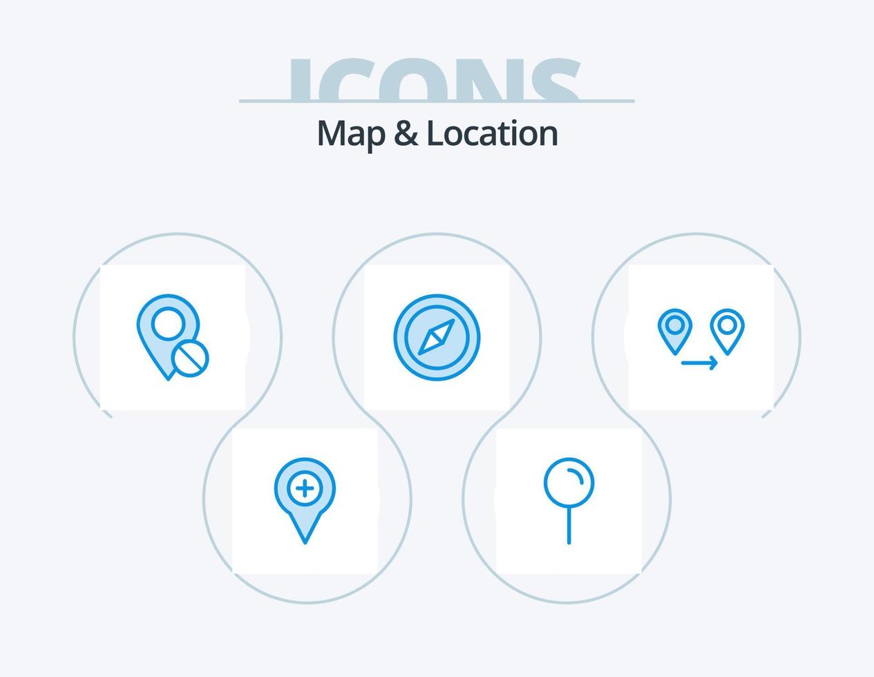 Map and Location Blue Icon Pack 5 Icon Design. gps. location. pin. compass. pin vector
