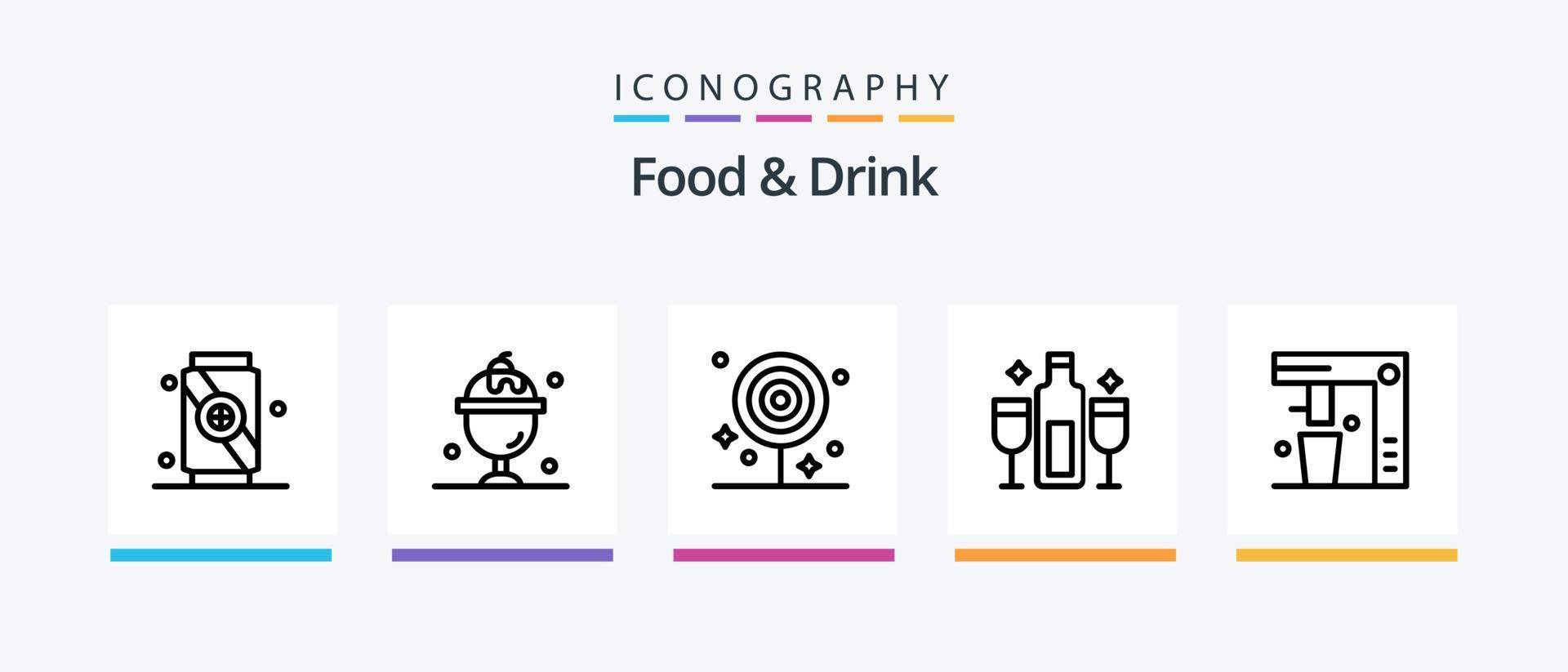 paquete de iconos de la línea 5 de alimentos y bebidas que incluye pizza. alimento. alimento. bebida. alimento. diseño de iconos creativos vector