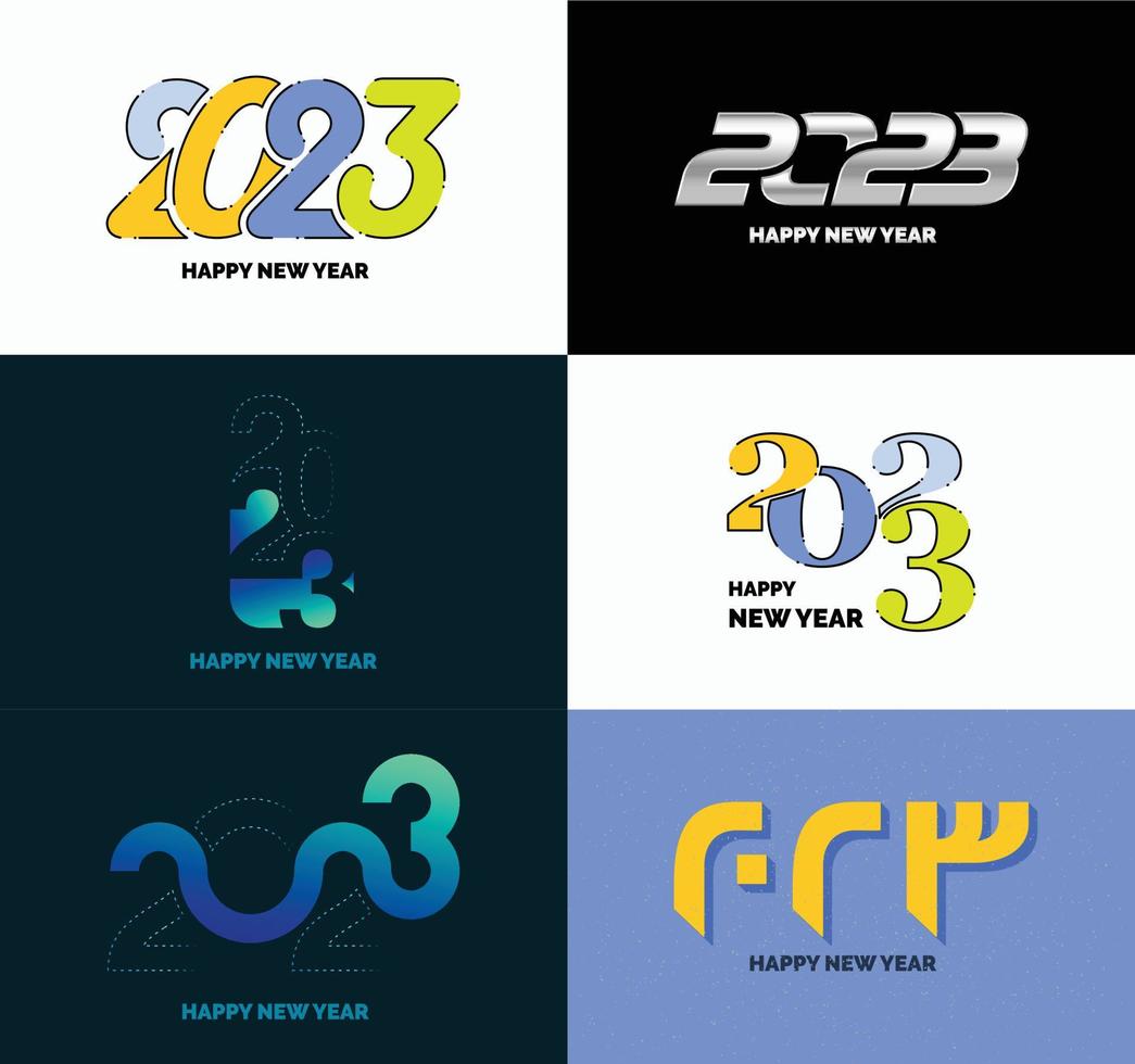 Big Collection of 2023 Happy New Year symbols Cover of business diary for 2023 with wishes vector