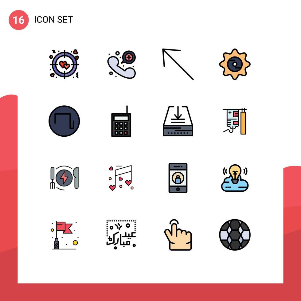 Universal Icon Symbols Group of 16 Modern Flat Color Filled Lines of devices square left sound drink Editable Creative Vector Design Elements