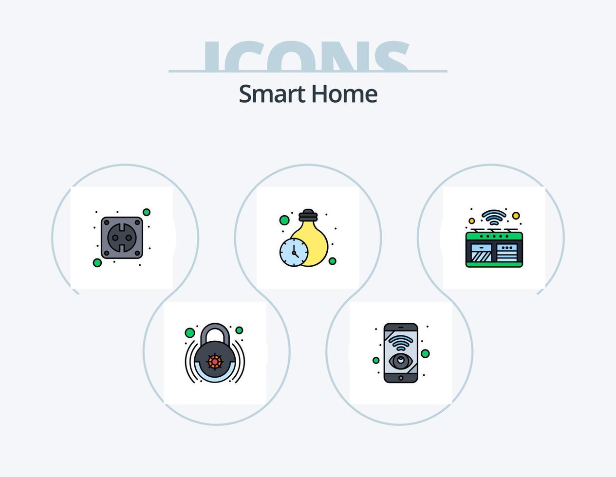 Smart Home Line Filled Icon Pack 5 Icon Design. wifi. phone. remote control. landline. house vector