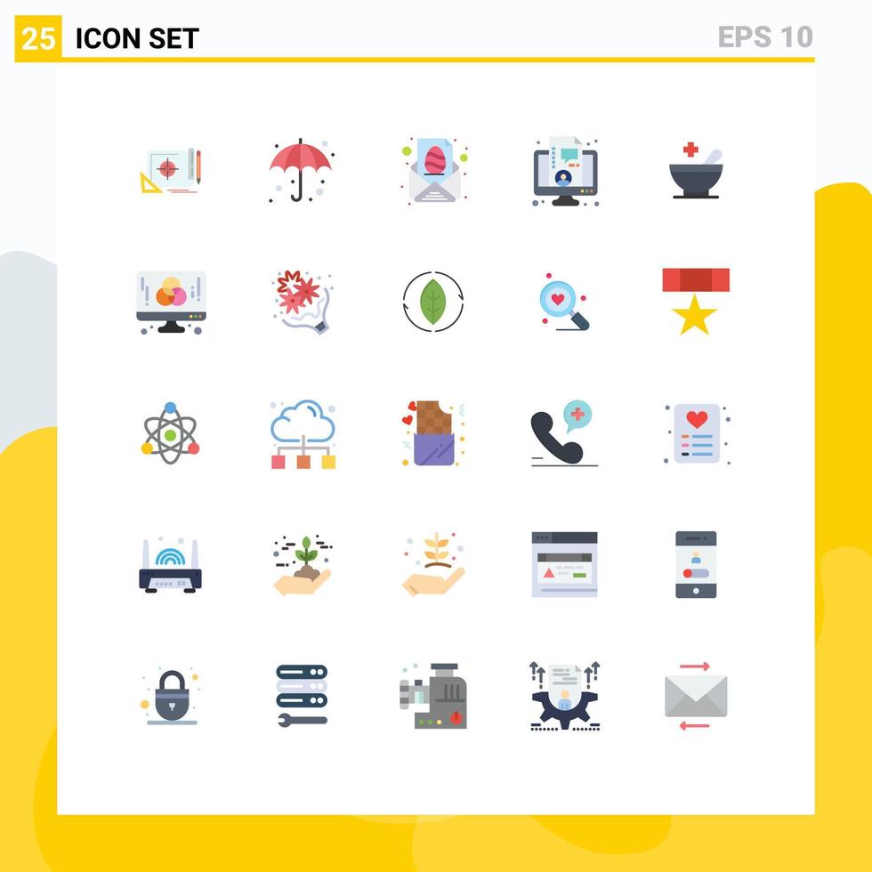 25 Thematic Vector Flat Colors and Editable Symbols of live coaching wet business message Editable Vector Design Elements