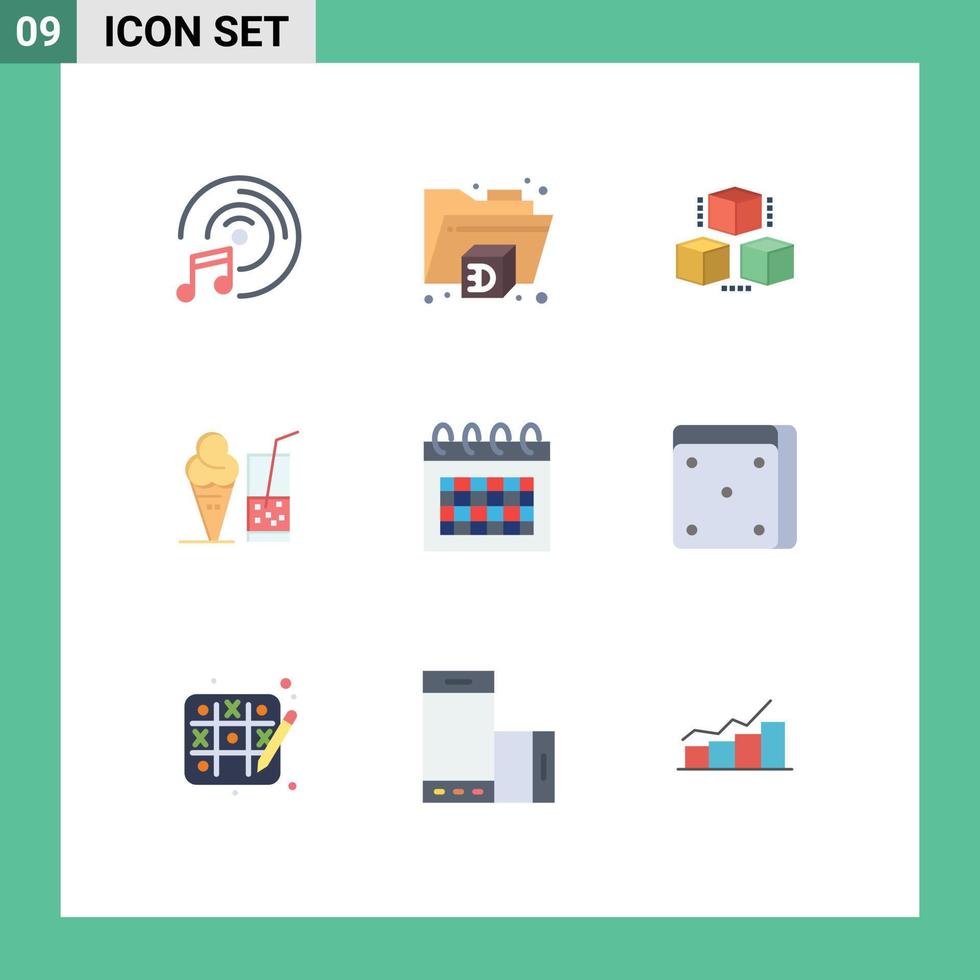 9 Universal Flat Colors Set for Web and Mobile Applications casino schedule shepping date juice Editable Vector Design Elements