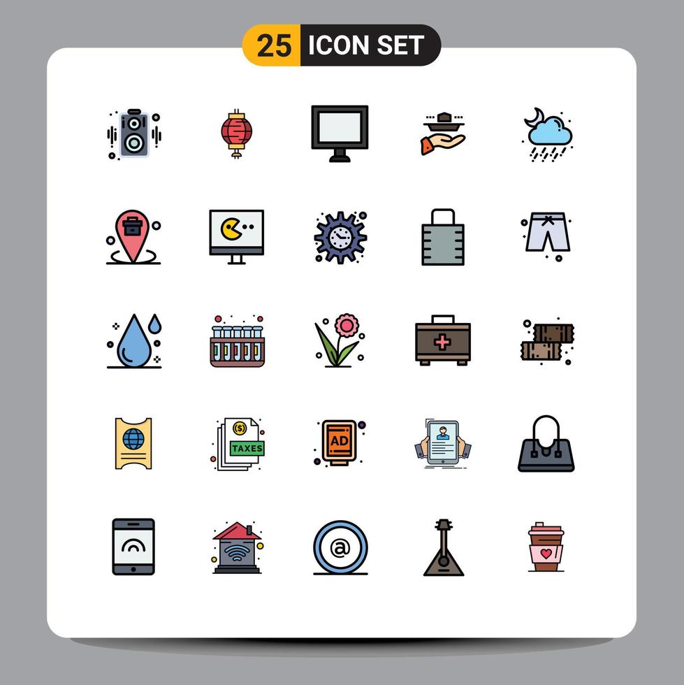 paquete de iconos vectoriales de stock de 25 signos y símbolos de línea para la visualización de la nube del tiempo la cena sirve elementos de diseño vectorial editables vector