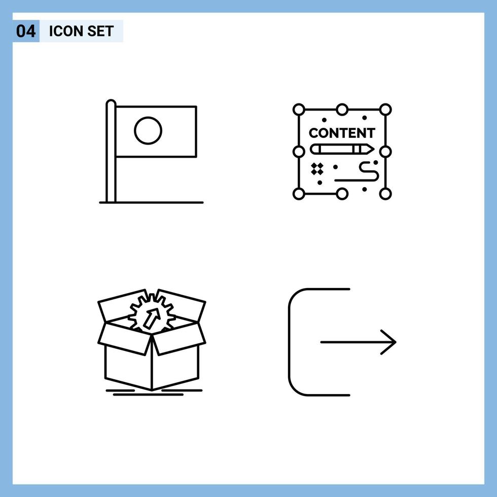4 Creative Icons Modern Signs and Symbols of asian upload country documents productivity Editable Vector Design Elements