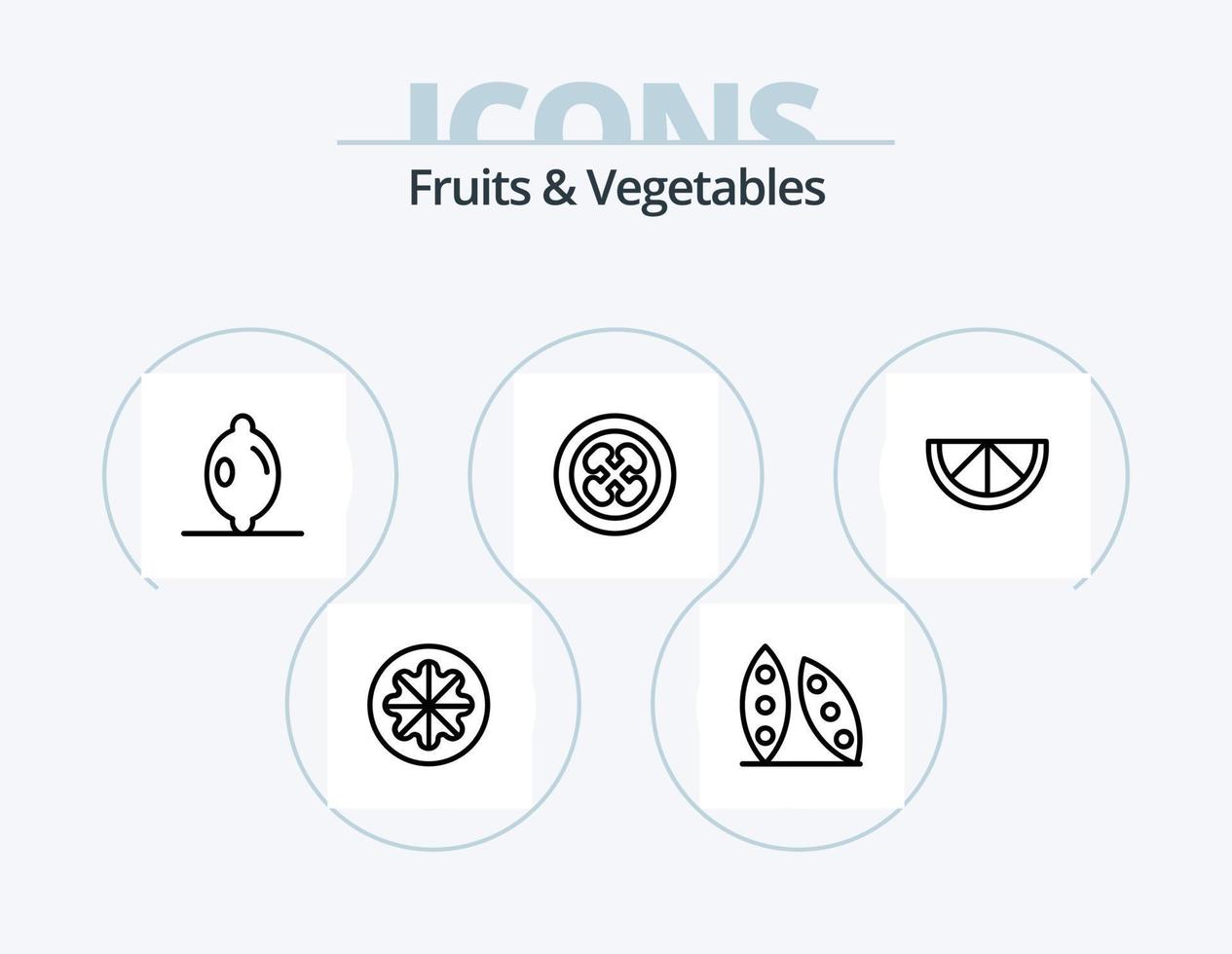 Fruits and Vegetables Line Icon Pack 5 Icon Design. . fruit. olive. coconut. gorki vector