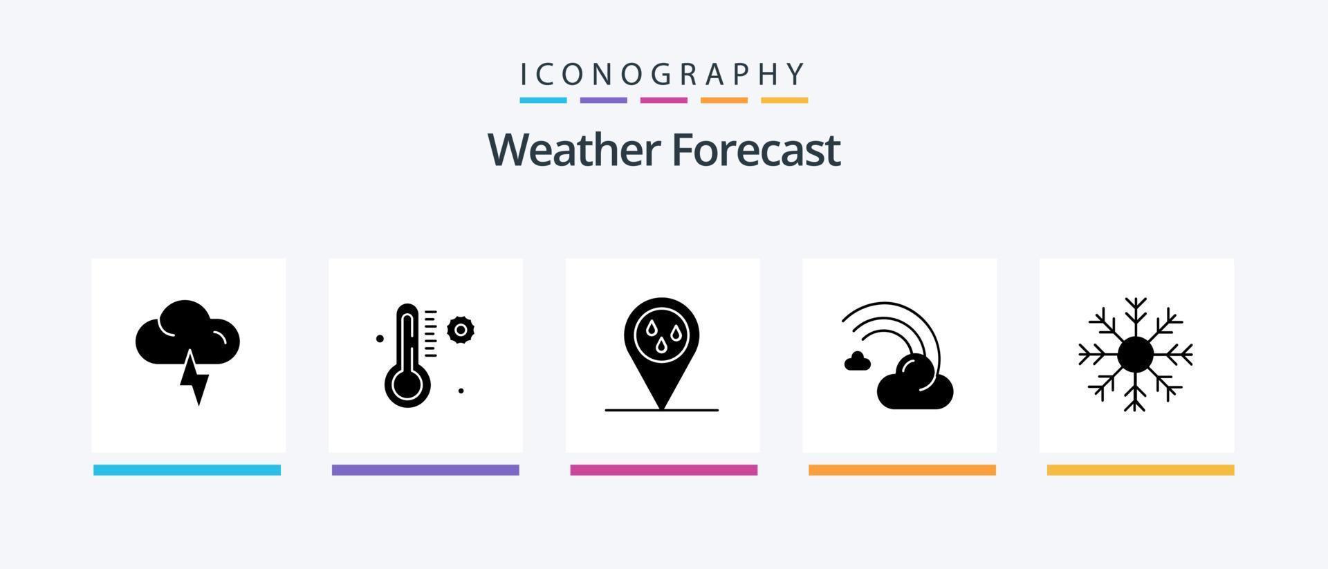 Weather Glyph 5 Icon Pack Including weather. flake. weather. cold. line. Creative Icons Design vector