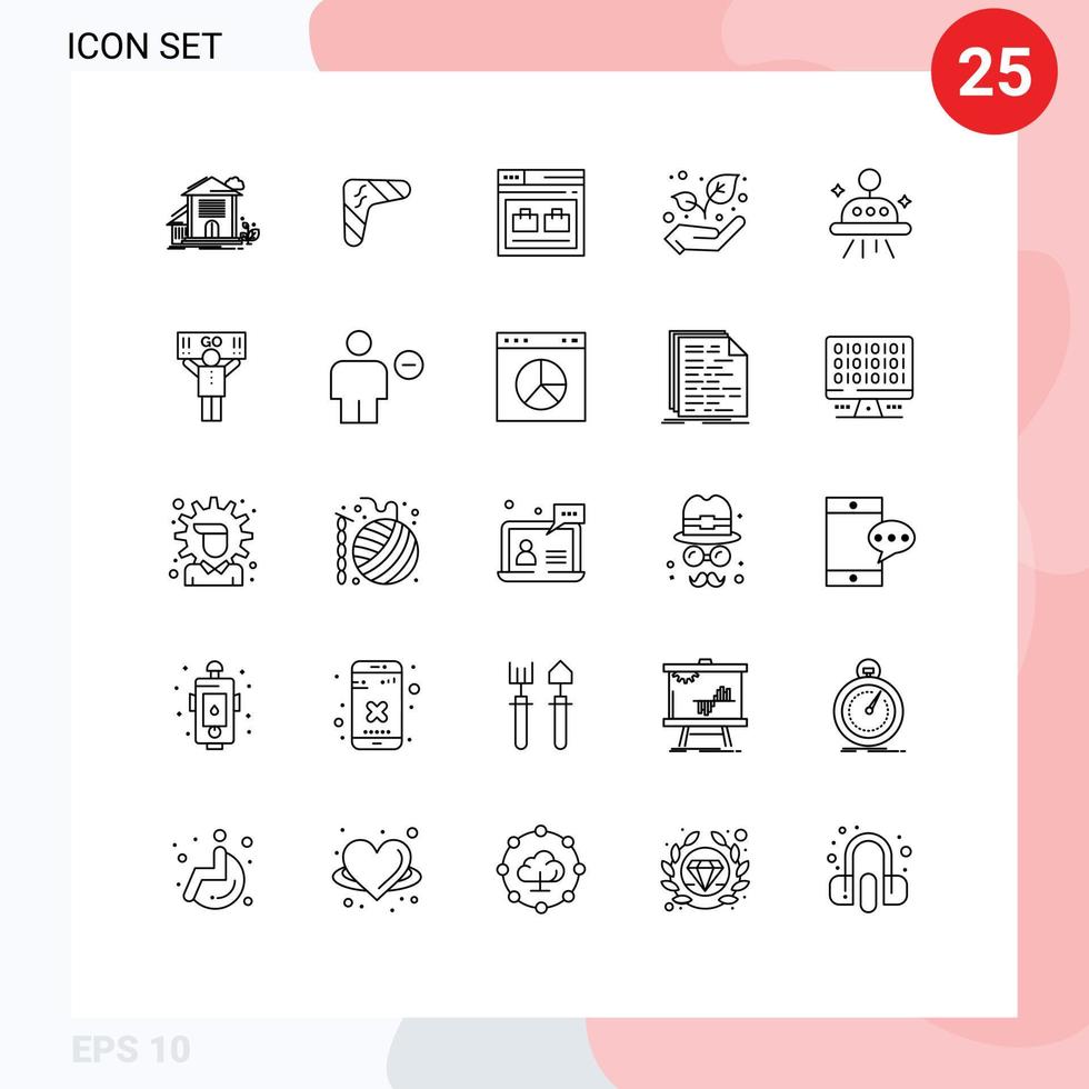 conjunto de 25 iconos modernos de la interfaz de usuario signos de símbolos para la bolsa de crecimiento elementos de diseño vectorial editables de la página del sitio web indígena vector