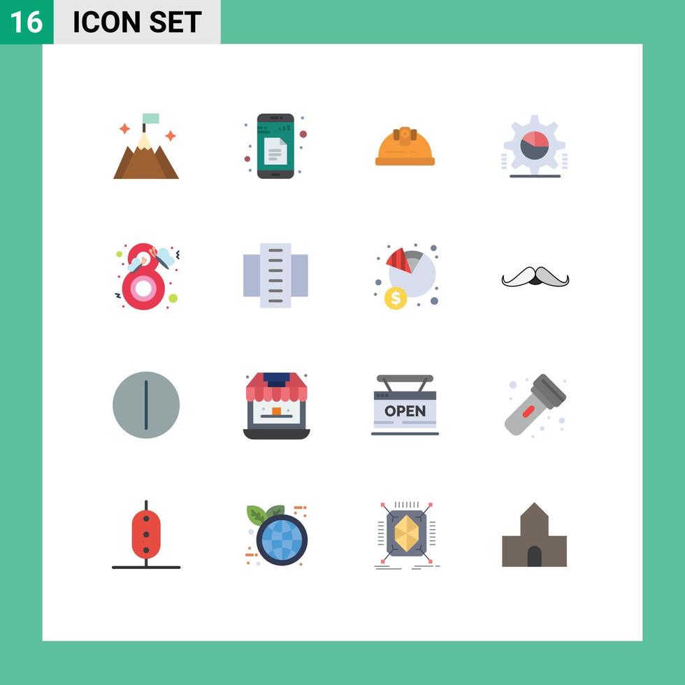 paquete de iconos de vector de stock de 16 signos y símbolos de línea para configuraciones de belleza gráfico circular de casco cog paquete editable de elementos creativos de diseño de vectores