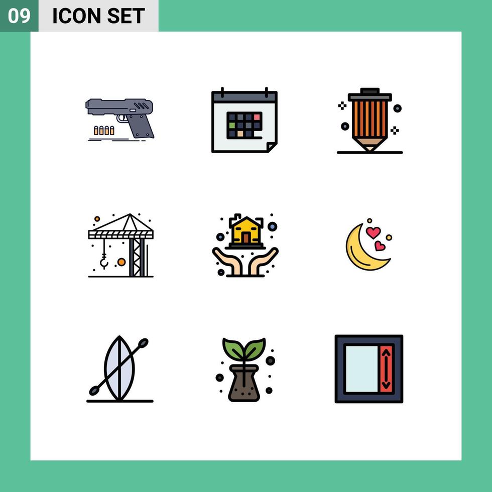 9 Creative Icons Modern Signs and Symbols of crain architecture day programing development Editable Vector Design Elements